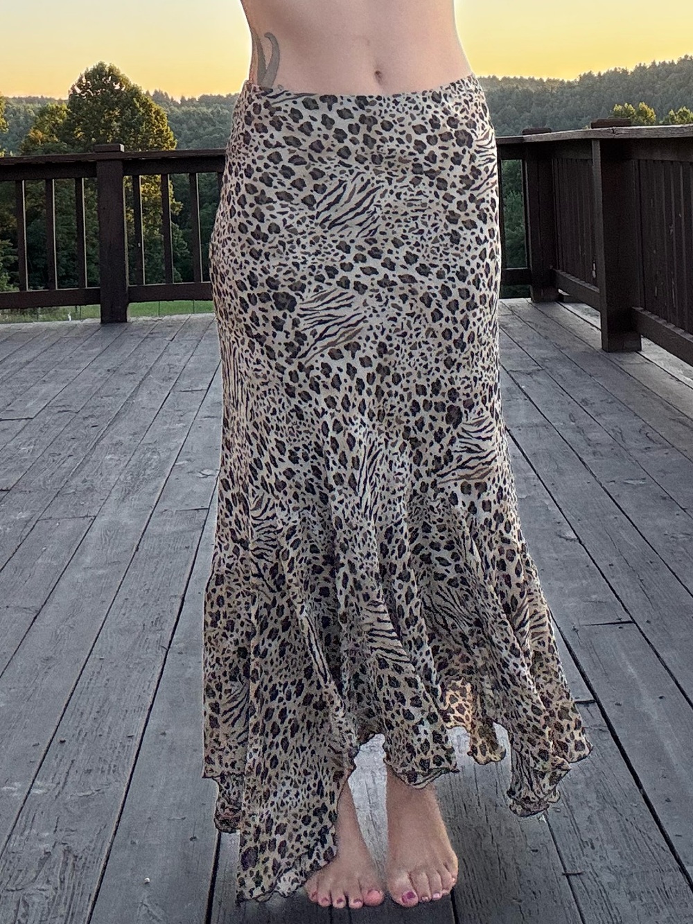 Leopard Print Maxi Skirt - Neutral Beige Animal Print